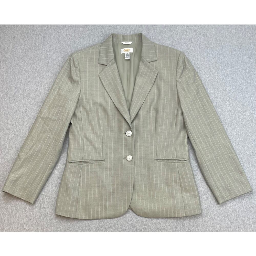 Talbots Blazer Womens 12 Pinstripe Wool Blend Stretch 2-Button Single Breast